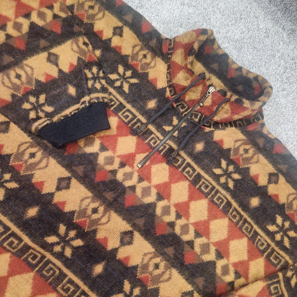 Vtg Denim Express Sweater XL‎ Mens Aztec Tribal 90s Pattern Boho Grunge Western